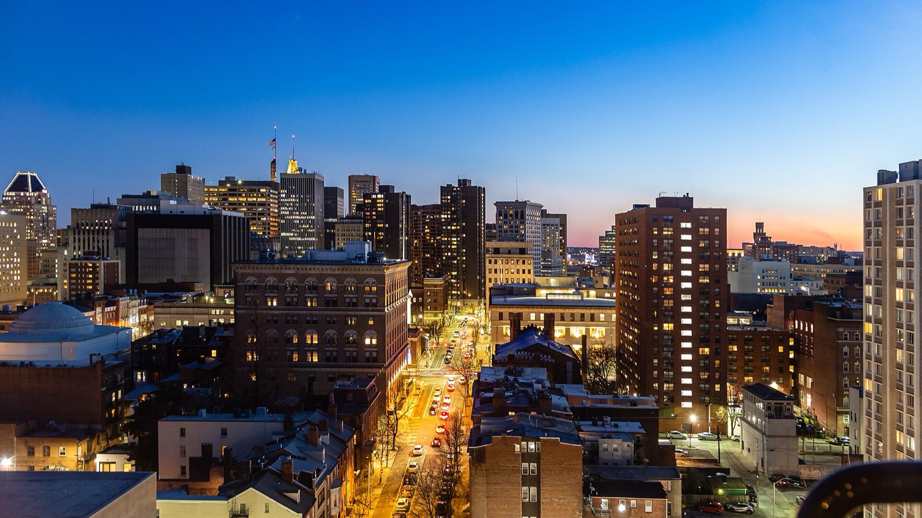 Baltimore from Mount Vernon at dusk